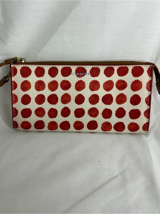 Coach Handbags - 2027 - Coach Cream and Red Polka Dot Wristlet Clutch
